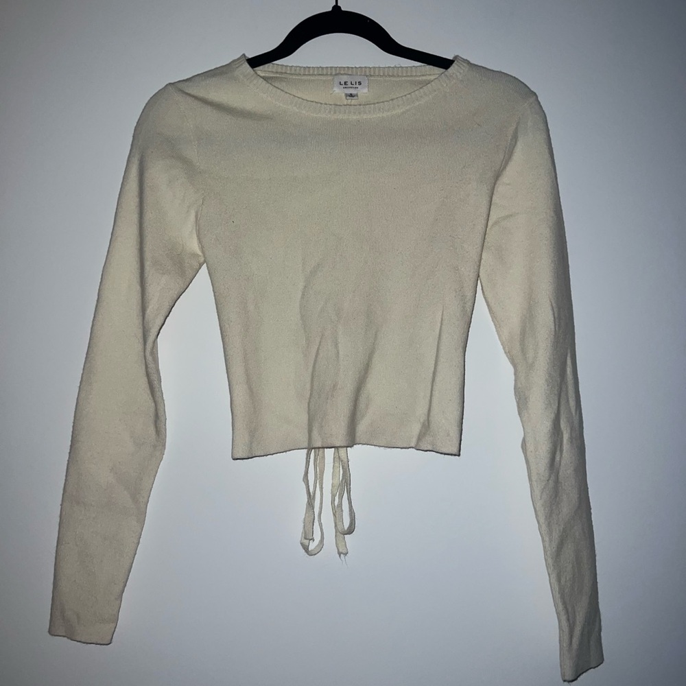 Le Lis Collection Open Back Cropped Sweater - Cream
